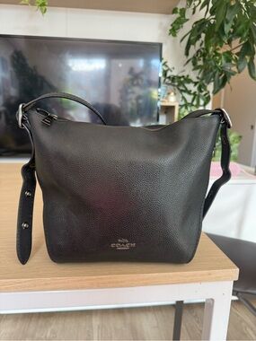 Coach Black Pebbled Leather Dufflette Bag